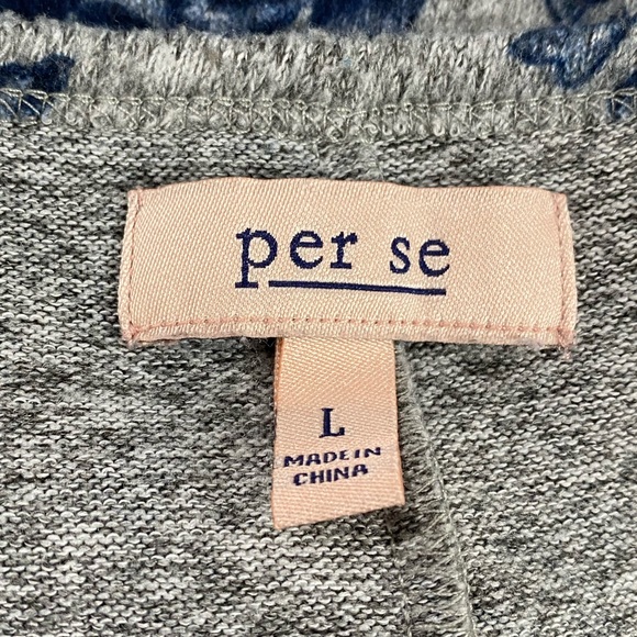 Per Se || Woman’s Blue Roses on a soft heather gray background sweatshirt Sz L - Picture 6 of 6